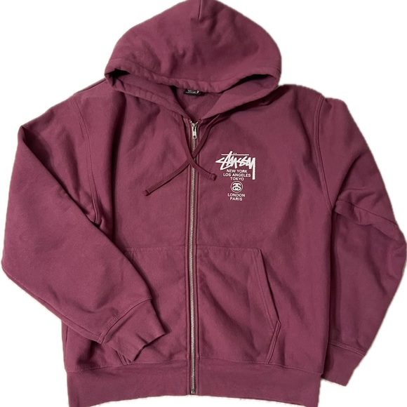 Stussy Sweaters - Stussy Acai Berry Zip-Up Hoodie